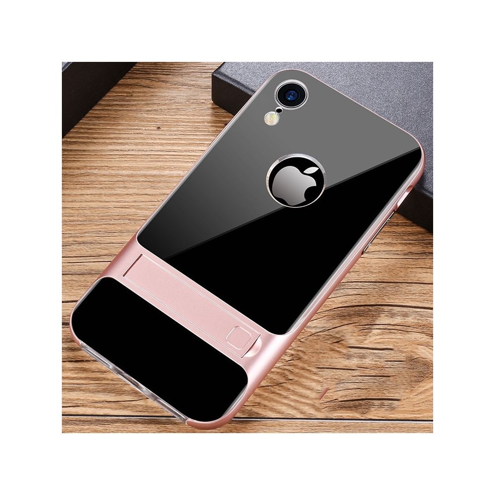 Wewoo - Coque Rigide Pour iPhone XR Crystal Shockproof TPU + PC Case avec support Rose Gold - Coque, étui smartphone