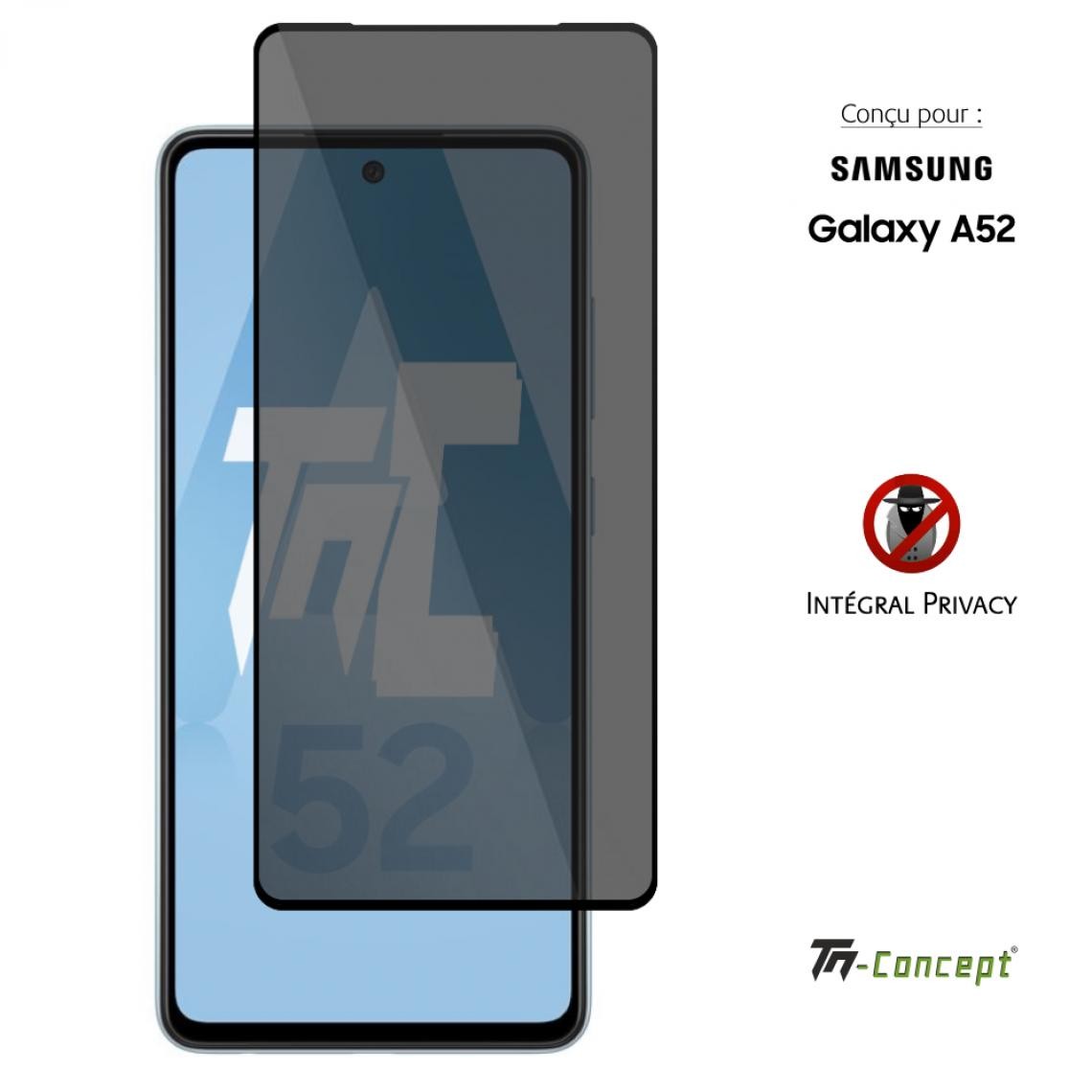 Tm Concept - Verre trempé teinté - Samsung Galaxy A52 4G - Noir - intégral - TM Concept® - Protection écran smartphone