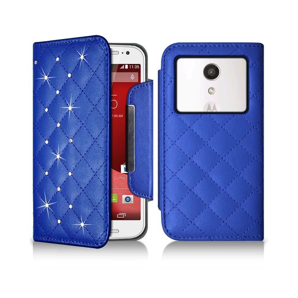Karylax - Housse Coque Etui Portefeuille Style Diamant Universel M couleur bleu pour Motorola Moto G (2e Gen.) - Autres accessoires smartphone
