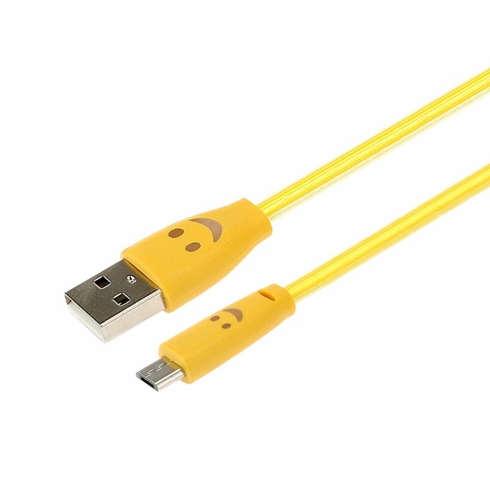 Shot - Cable Smiley Lightning pour IPHONE 5/5S LED Lumiere APPLE Chargeur USB Connecteur (JAUNE) - Chargeur secteur téléphone