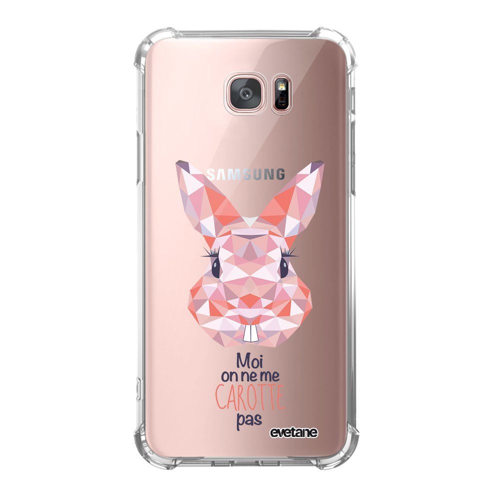 Evetane - Coque Samsung Galaxy S7 Edge anti-choc souple avec angles renforcés transparente Lapin moi on ne me carotte pas Evetane - Coque, étui smartphone