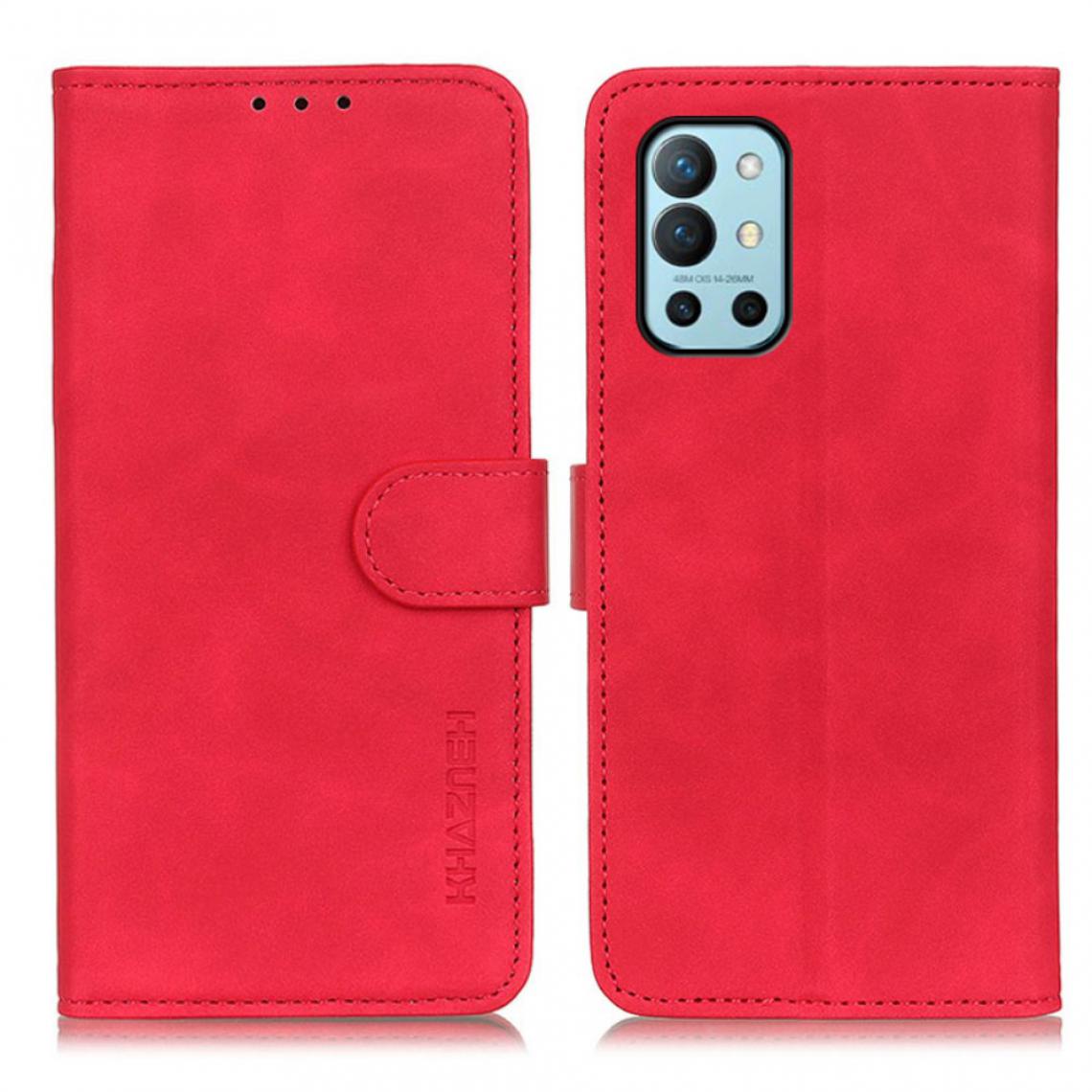 Other - Etui en PU Style rétro avec support rouge pour votre OnePlus 9R - Coque, étui smartphone