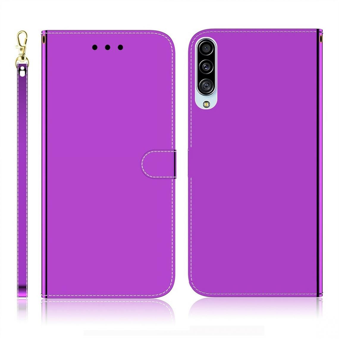 Wewoo - Housse Coque Etui à rabat horizontal surface imitée pour Galaxy A90 5G avec supportfentes cartes et porte-monnaie et lanière violet - Coque, étui smartphone