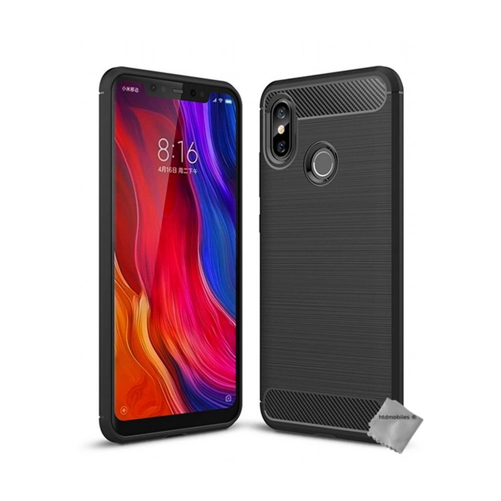 Htdmobiles - Housse etui coque silicone gel carbone pour Xiaomi Mi 8 Pro + film ecran - NOIR - Autres accessoires smartphone