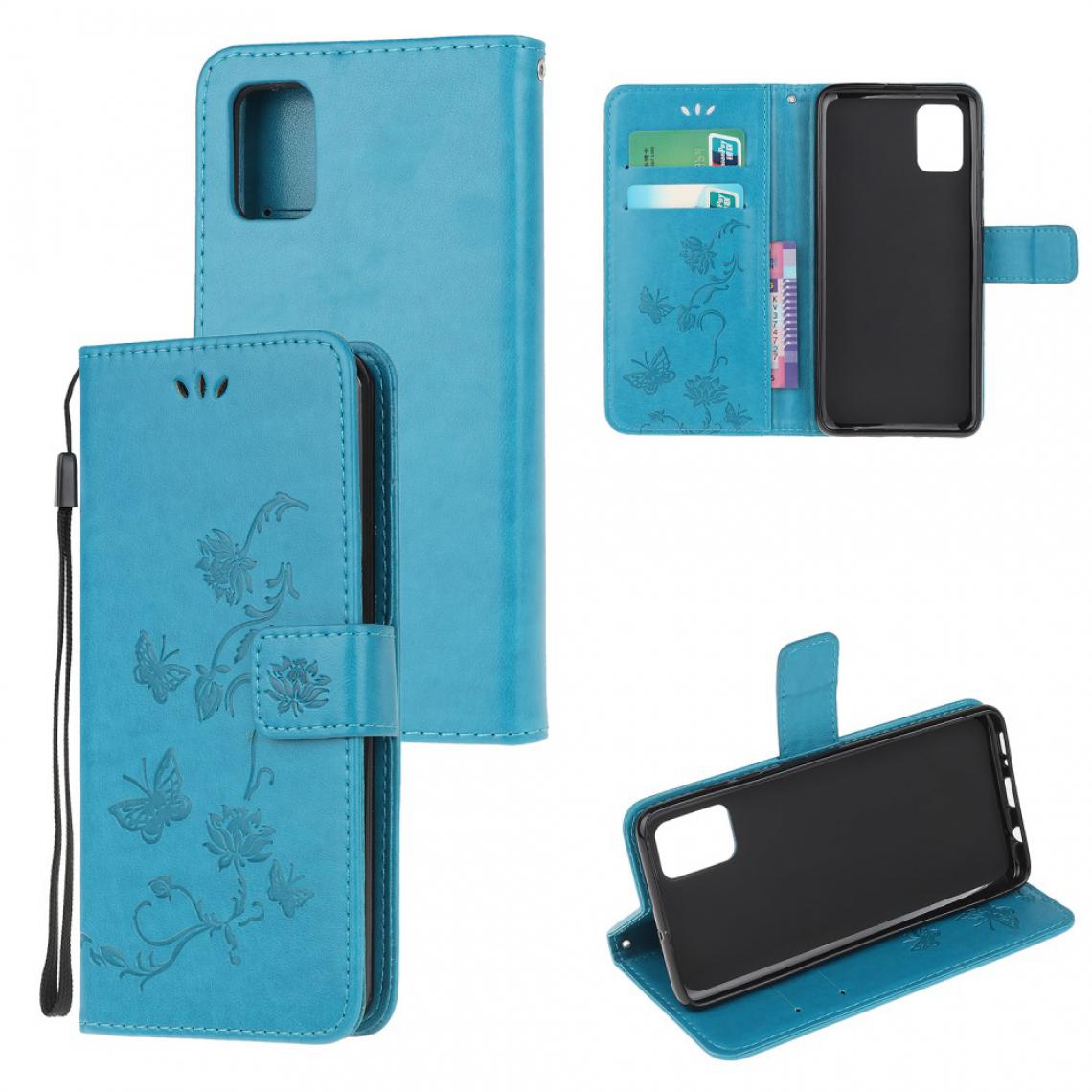 Other - Etui en PU motif de fleurs papillon empreinte bleu pour votre Samsung Galaxy A02s - Coque, étui smartphone
