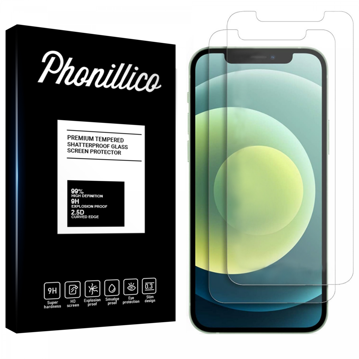 Phonillico - Verre Trempé pour iPhone 12 (6,1") [Pack 2] Film Vitre Protection Ecran Phonillico® - Protection écran smartphone