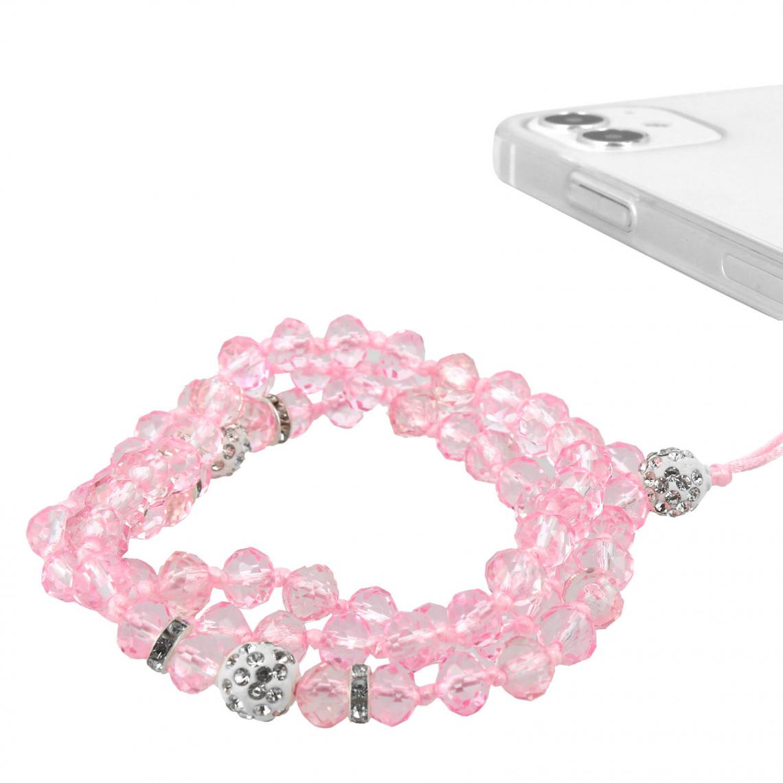Avizar - Bijou de Téléphone Bracelet à Perles Cristal Collection Krista rose - Autres accessoires smartphone
