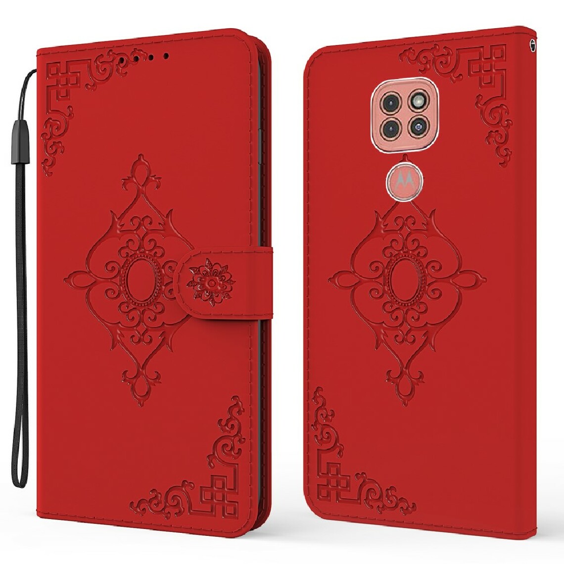 Other - Etui en PU impression de motif symétrique rouge pour votre Motorola Moto G9 Play - Coque, étui smartphone