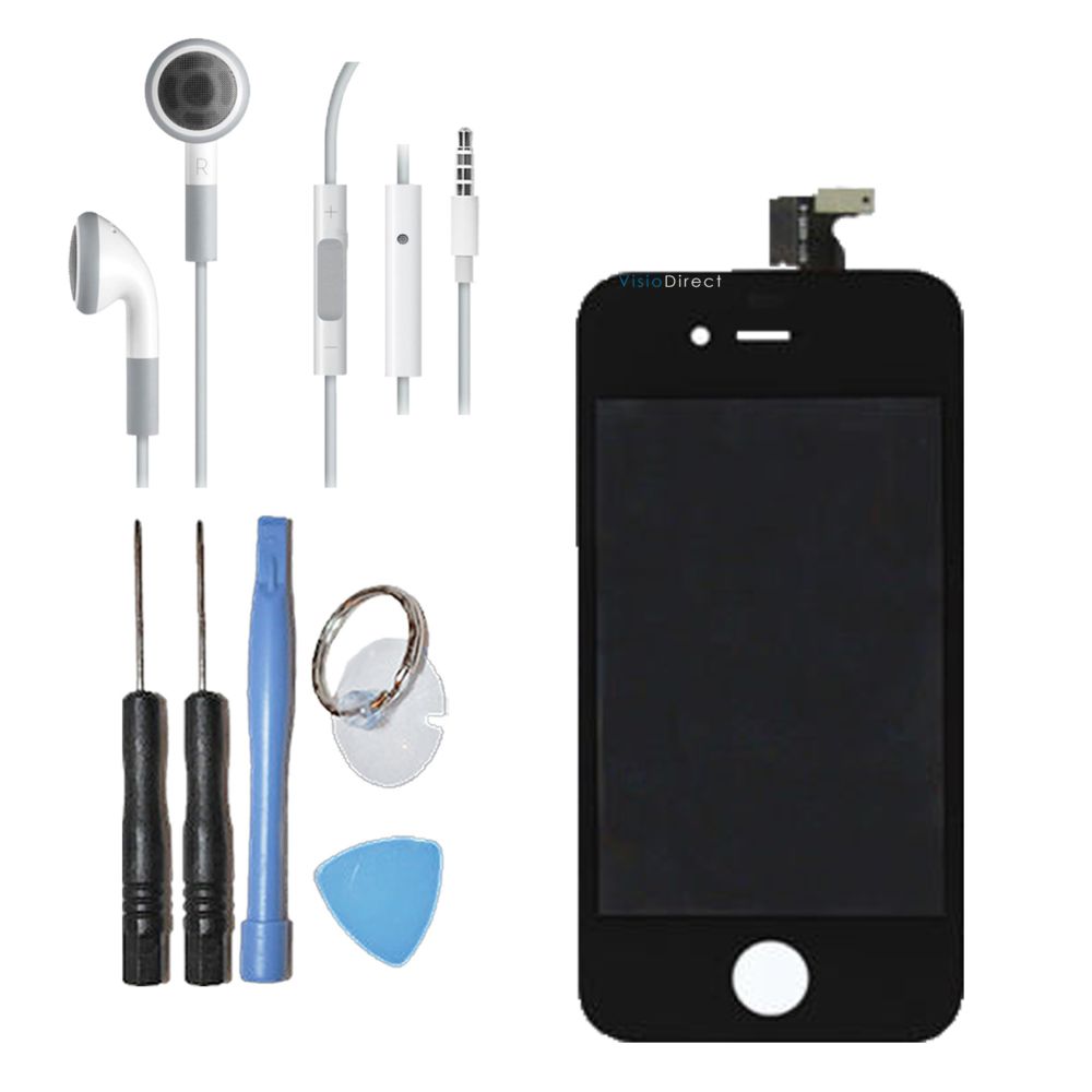 Visiodirect - Vitre tactile ecran LCD sur chassis pour iPhone 4 noir+ écouteur blanc pour iphone 4 - Protection écran smartphone