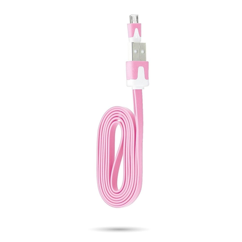 Shot - Cable Chargeur pour SAMSUNG Galaxy A6 USB / Micro USB 1m Noodle Universel Connecteur Syncronisation (ROSE PALE) - Chargeur secteur téléphone