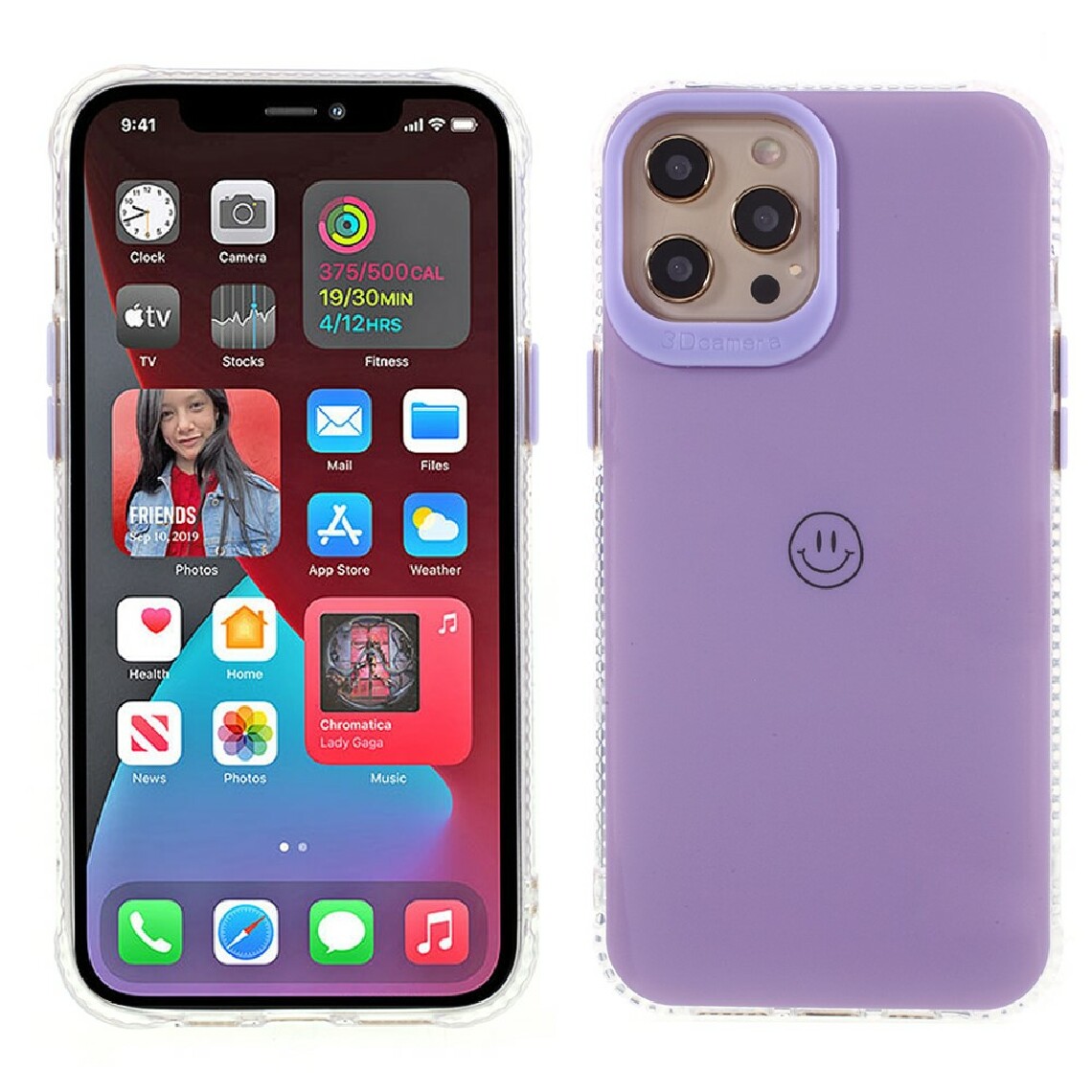 Other - Coque en TPU + acrylique impression de motif de sourire anti-chute violet pour votre Apple iPhone 12 Pro Max - Coque, étui smartphone