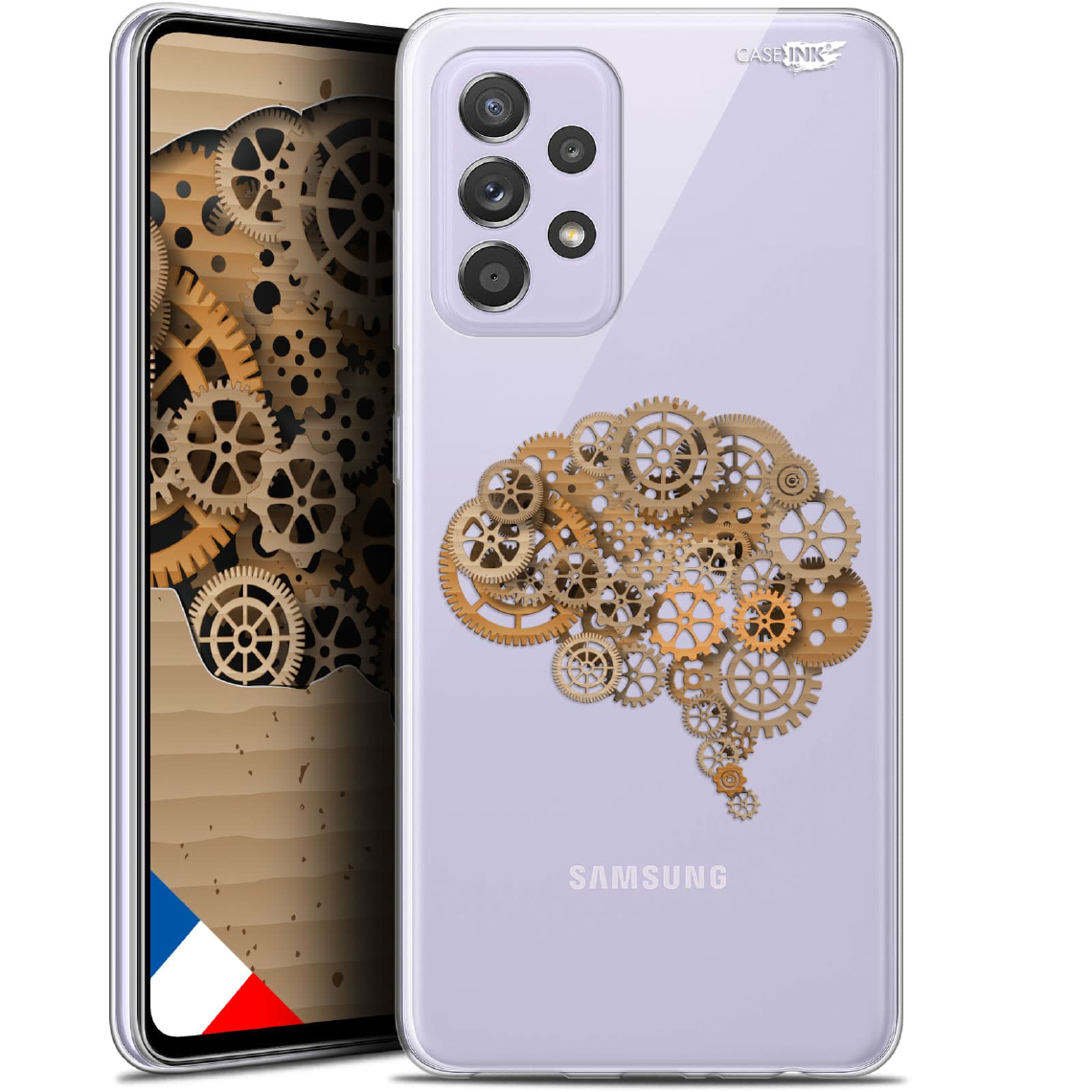 Caseink - Coque arrière Samsung Galaxy A52 5G (6.5 ) Gel HD [ Nouvelle Collection - Souple - Antichoc - Imprimé en France] Mécanismes du Cerveau - Coque, étui smartphone