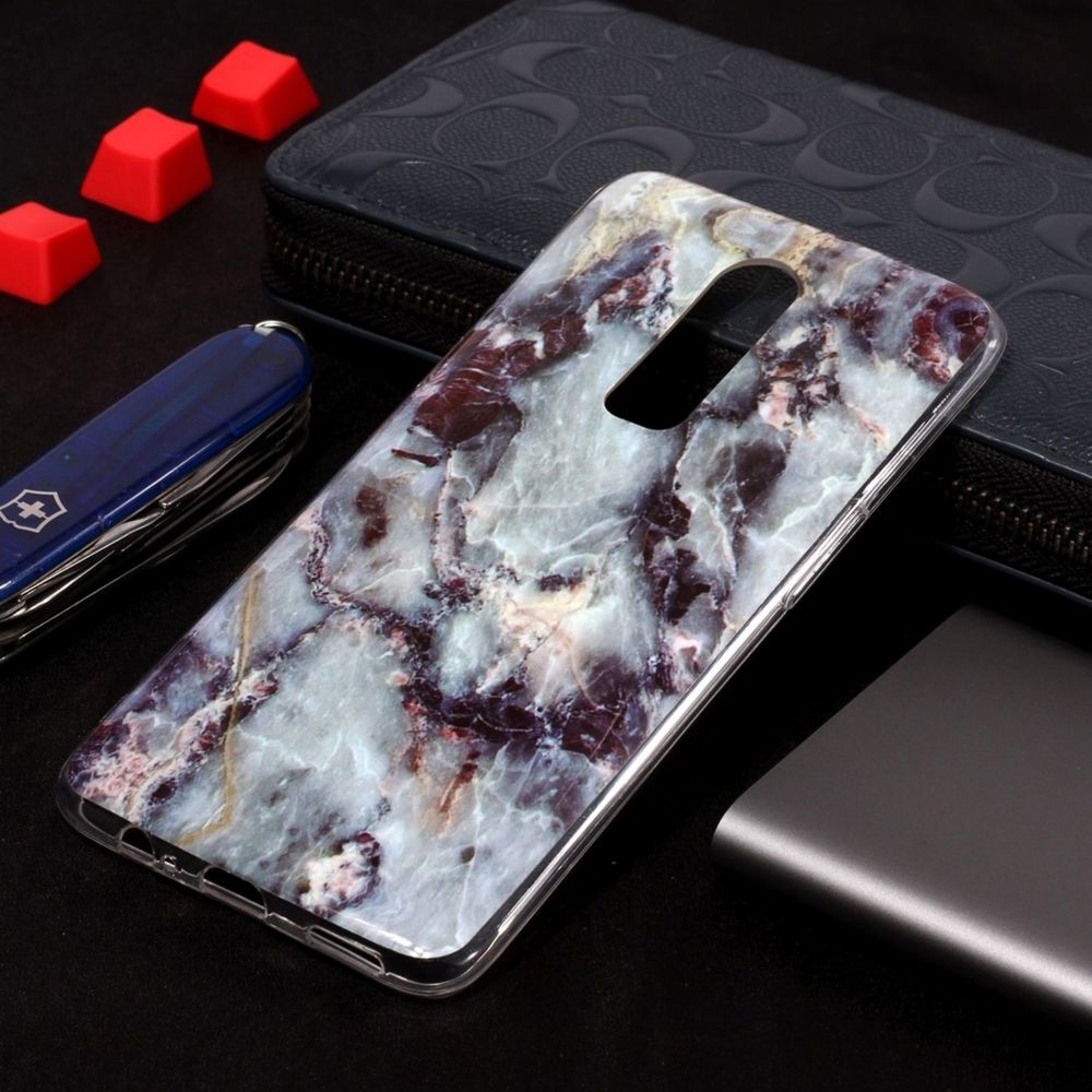 Wewoo - Coque Etui en TPU Motif Marbre Pour OnePlus 6 Gris - Coque, étui smartphone