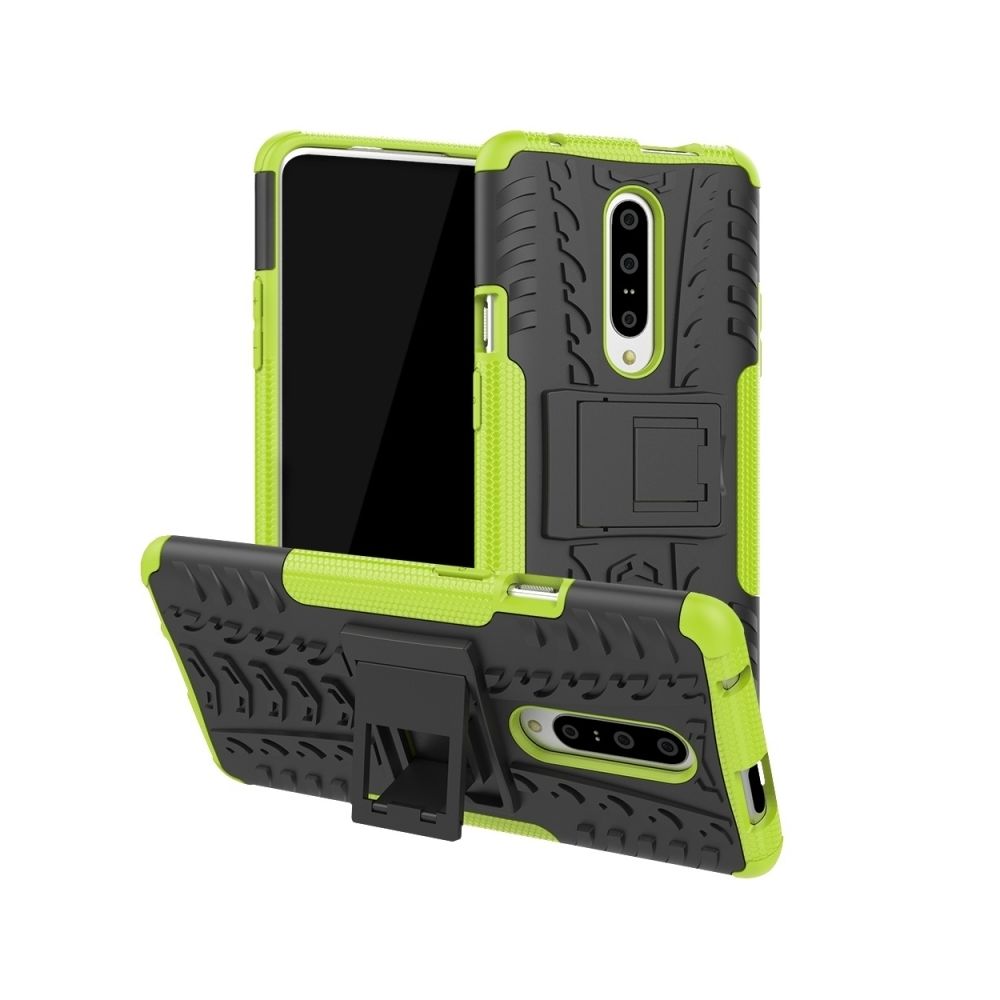 Wewoo - Coque Souple antichoc pour téléphone Texture TPU + PC OnePlus 7 avec support vert - Coque, étui smartphone