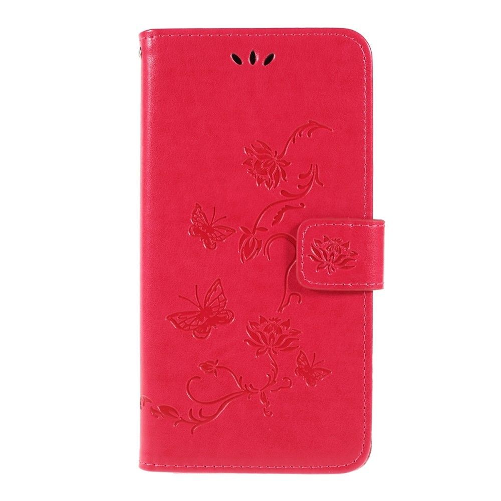 marque generique - Etui en PU flip fleur et papillon avec support rose pour Samsung Galaxy A10 - Coque, étui smartphone
