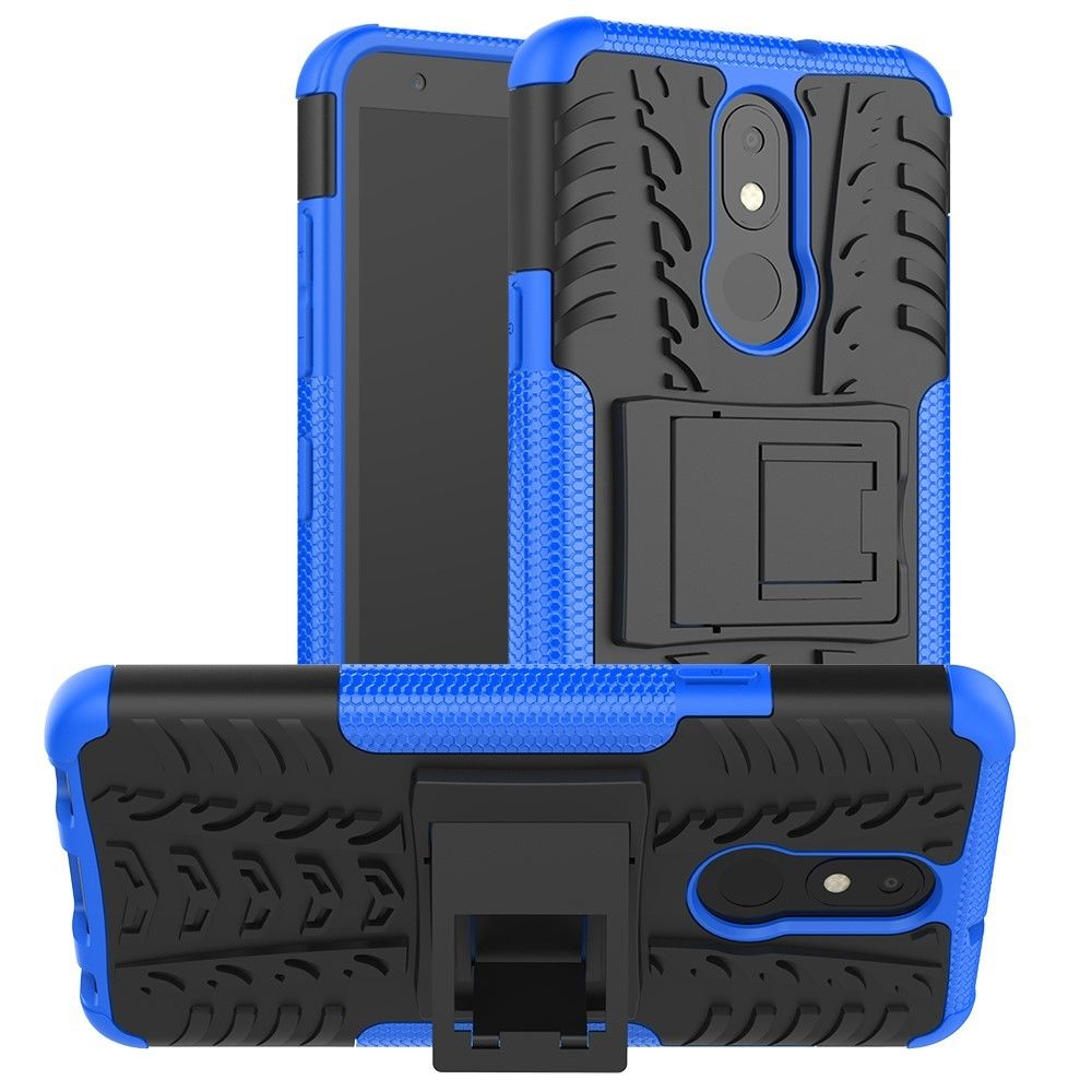 marque generique - Coque en TPU hybride antidérapant avec béquille bleu pour votre LG K30 (2019) - Coque, étui smartphone