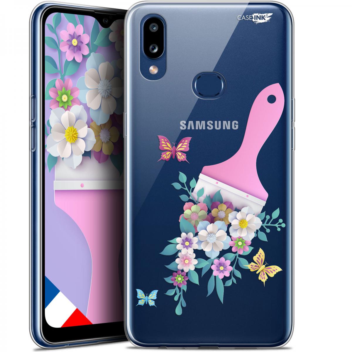 Caseink - Coque arrière Samsung Galaxy A10S (6.1 ) Gel HD [ Nouvelle Collection - Souple - Antichoc - Imprimé en France] Pinceau à Fleurs - Coque, étui smartphone