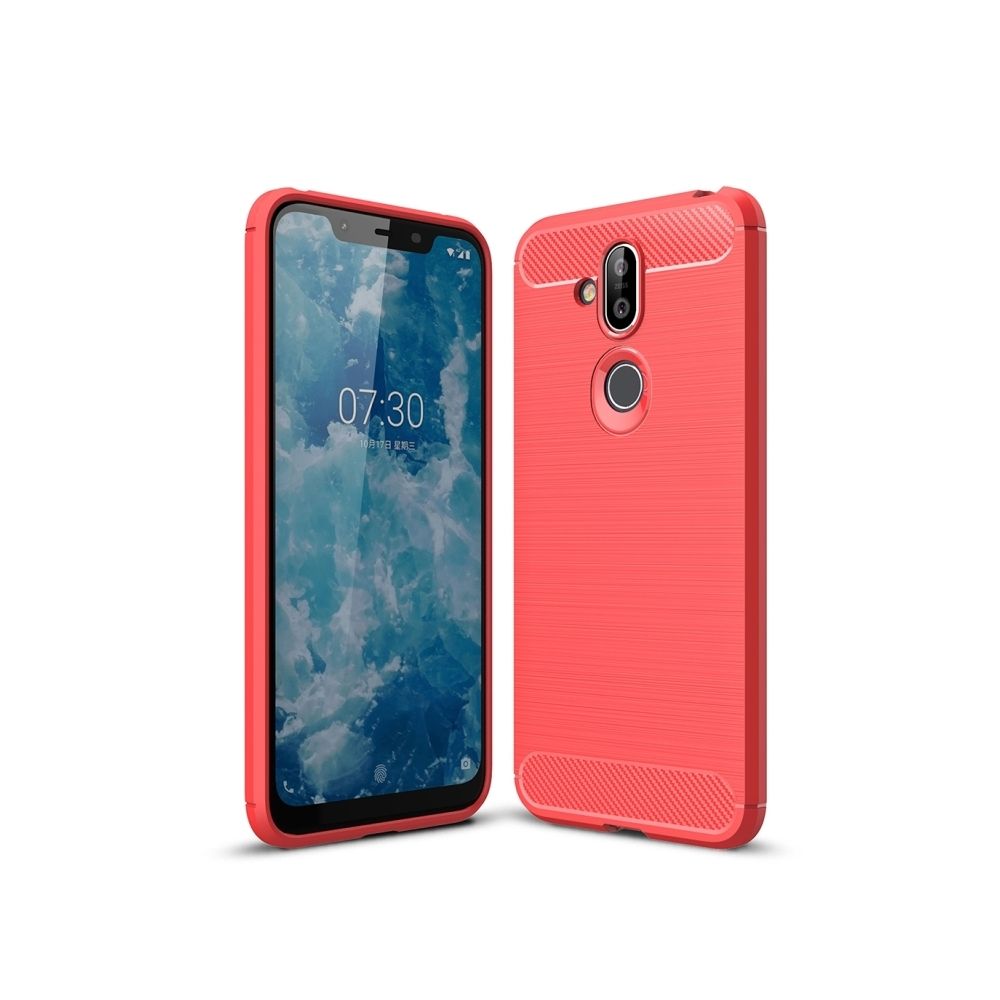 Wewoo - Coque antichoc TPU en fibre de carbone pour Nokia 7.1Plus / X7 / 8.1 (rouge) - Coque, étui smartphone