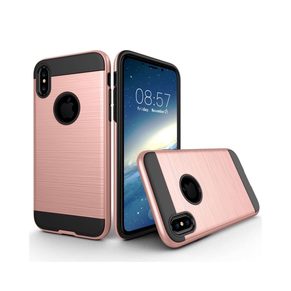 Wewoo - Coque renforcée or rose pour iPhone X Texture texturée TPU + PC Dropproof Housse de protection arrière - Coque, étui smartphone