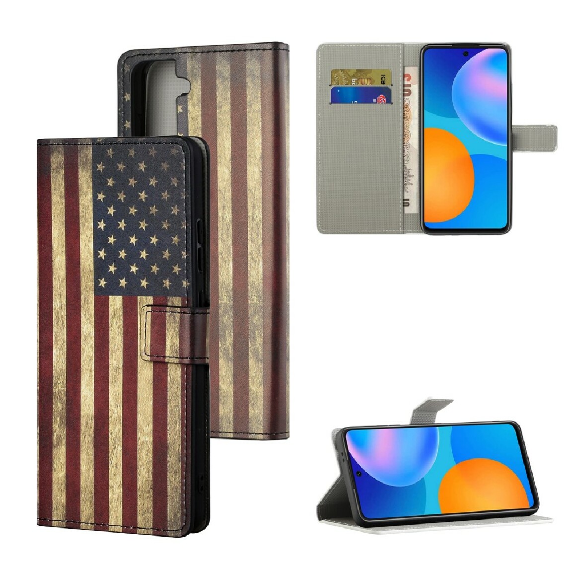 Other - Etui en PU impression de motifs avec support drapeau américain vintage pour votre Samsung Galaxy S30 Plus/S21 Plus - Coque, étui smartphone
