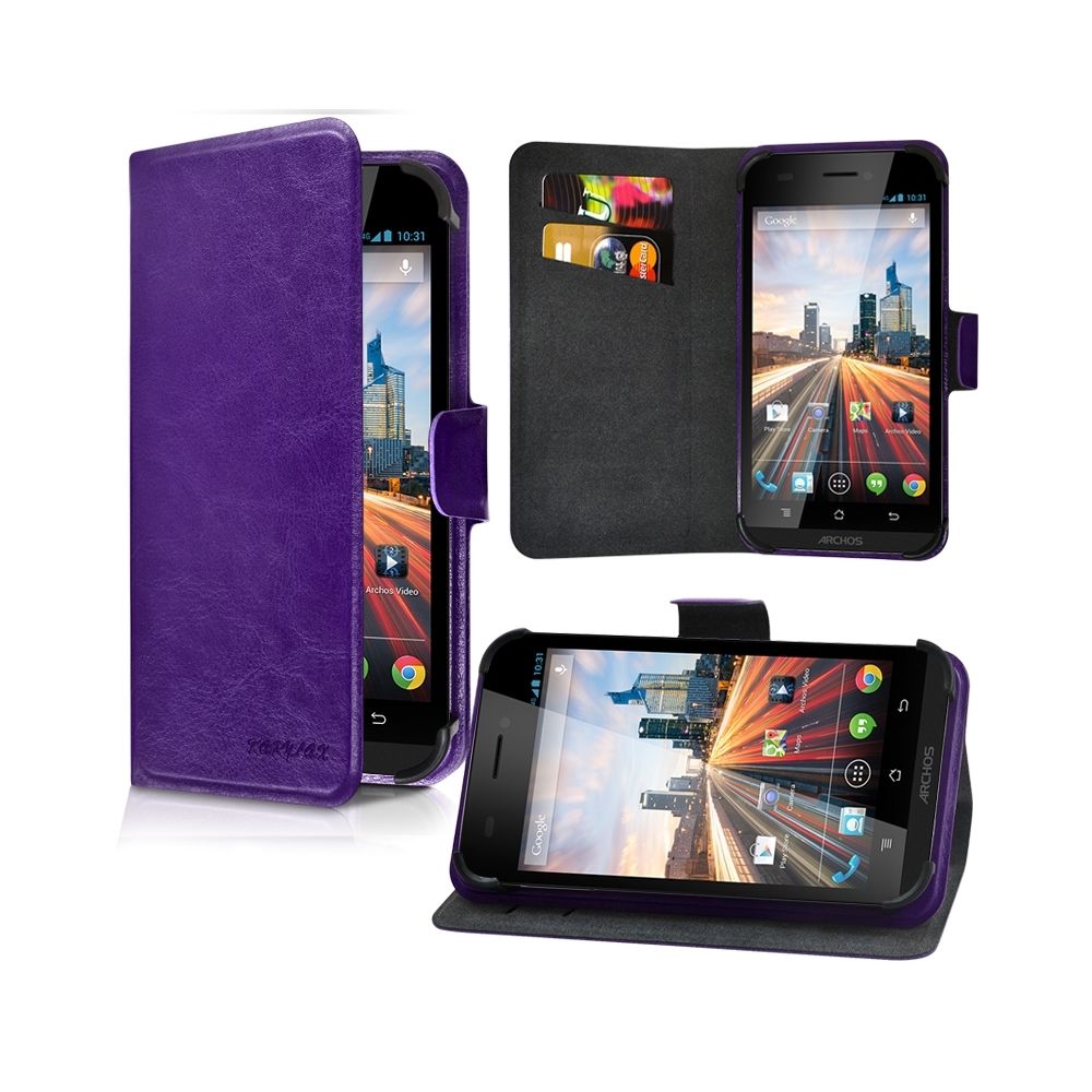Karylax - Etui Universel Porte-Carte Fonction Support Couleur Violet pour Archos 45 Helium 4G - Autres accessoires smartphone