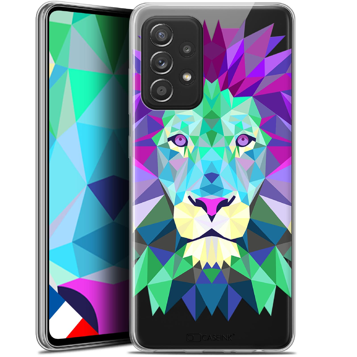 Caseink - Coque Pour Samsung Galaxy A52 5G (6.5 ) [Gel HD Polygon Series Animal - Souple - Ultra Fin - Imprimé en France] Lion - Coque, étui smartphone
