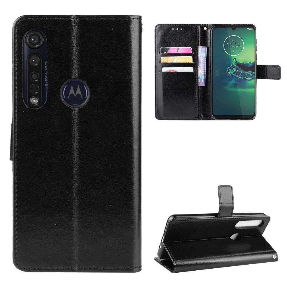 marque generique - Etui en PU + TPU Cheval fou avec support magnétique noir pour votre Motorola Moto G8 Plus - Coque, étui smartphone