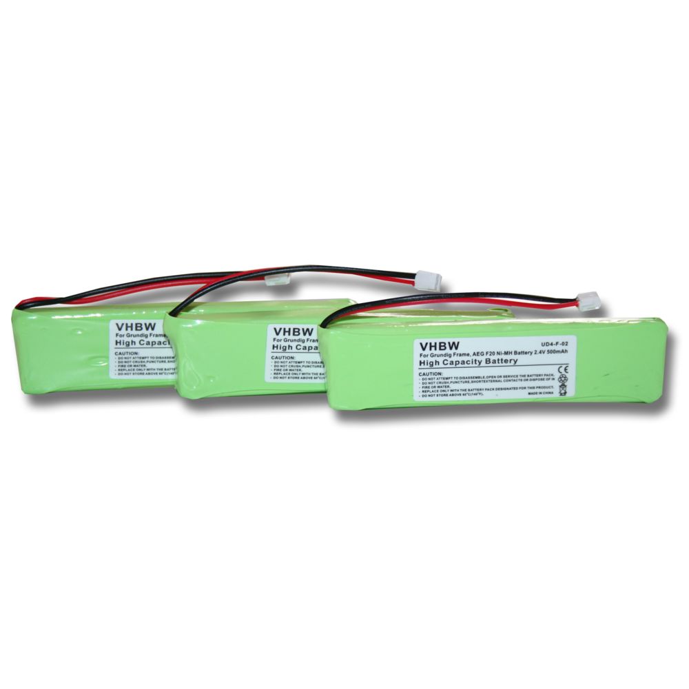 Vhbw - vhbw lot de 3 batteries 500mAh (2.4V) pour téléphone réseau sans fil Switel DF991, DF-991 comme 2SN-3/5F60H-H-JZ1. - Batterie téléphone