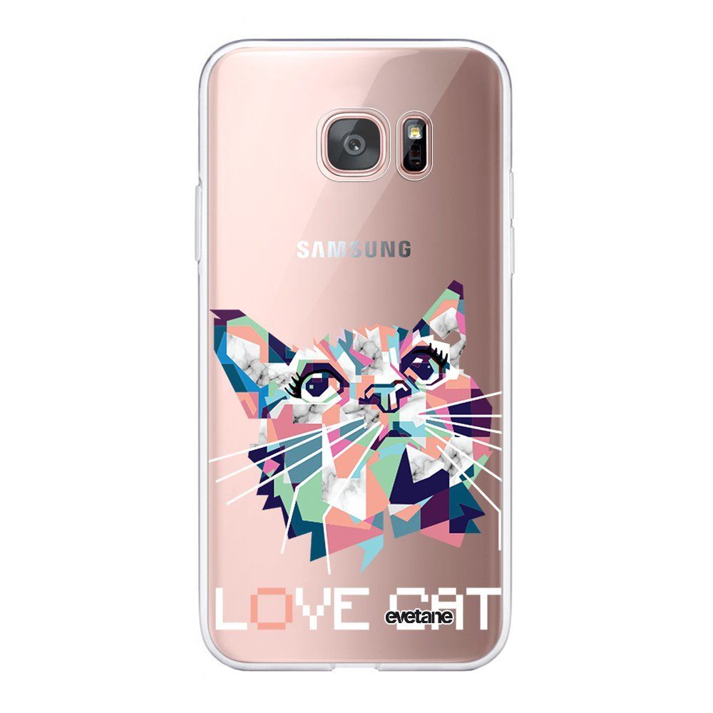 Evetane - Coque Samsung Galaxy S7 Edge 360 intégrale transparente Cat pixels Ecriture Tendance Design Evetane. - Coque, étui smartphone