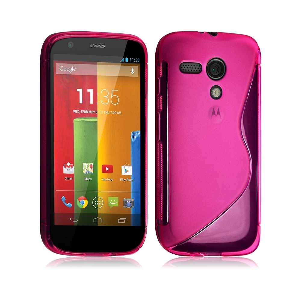 Karylax - Housse Etui Coque S-Line couleur Rose Fushia pour Motorola Moto G + Film de Protection - Autres accessoires smartphone