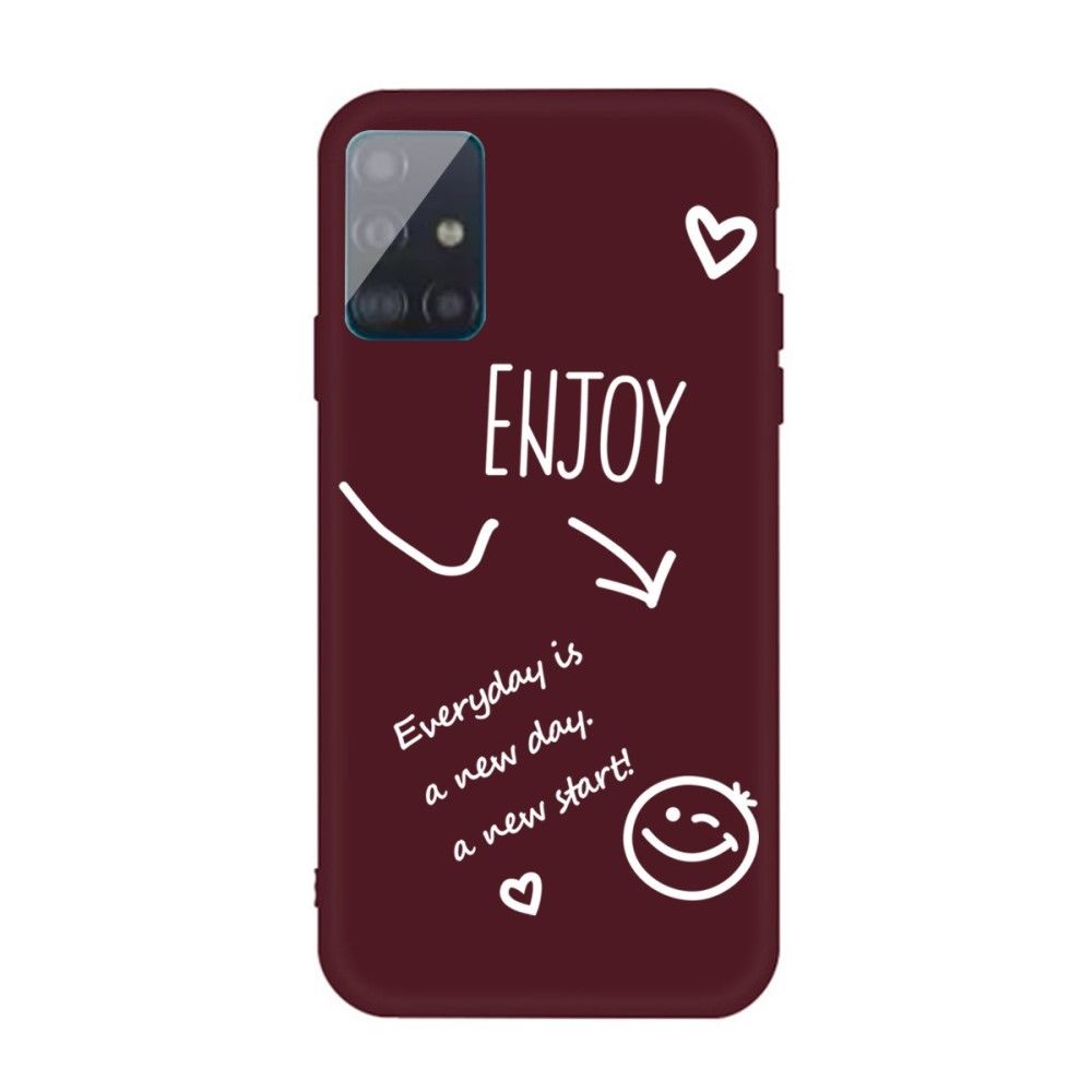 marque generique - Coque en TPU lettres impression mat rouge vin pour votre Samsung Galaxy A51 - Coque, étui smartphone