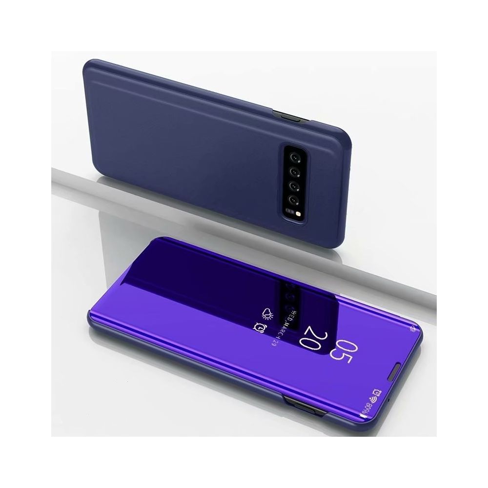 Wewoo - Coque Rigide Étui à rabat en cuir avec miroir de galvanisation pour Galaxy S10 5G support bleu violet - Coque, étui smartphone