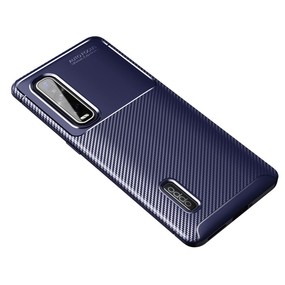 Generic - Coque en TPU peau de fibre de carbone bleu pour votre Oppo Find X2 Pro - Coque, étui smartphone