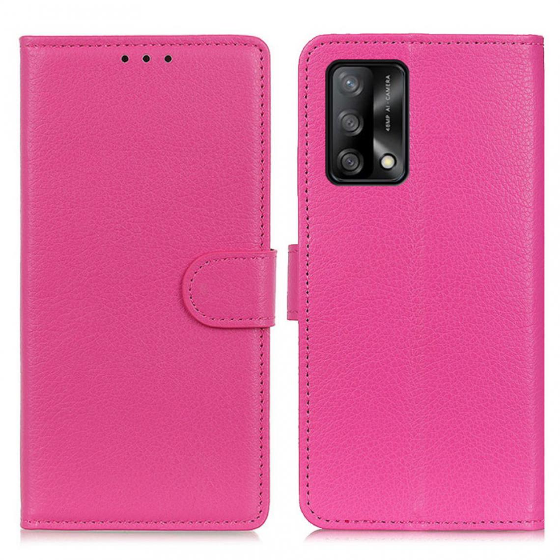 Other - Etui en PU Texture Litchi avec support rose pour votre Oppo F19/A74 4G - Coque, étui smartphone