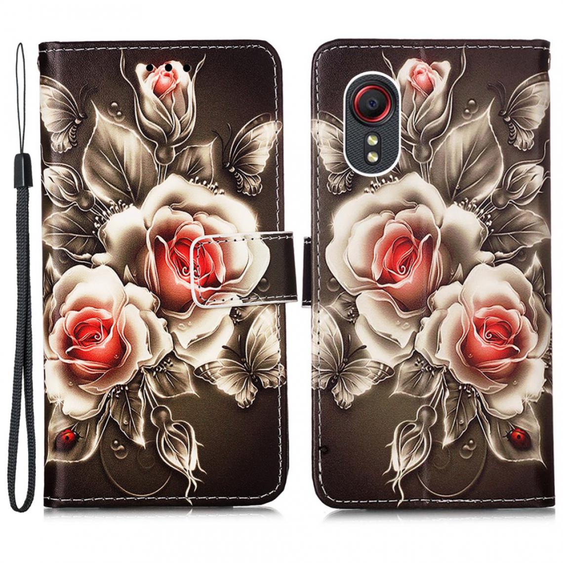 Other - Etui en PU Impression de motifs avec support Rose vif pour votre Samsung Galaxy Xcover 5 - Coque, étui smartphone