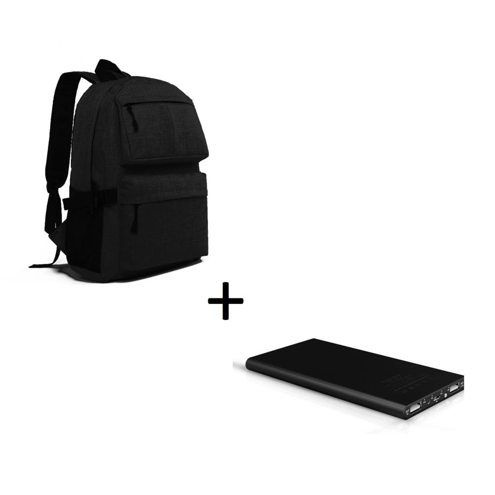 Shot - Pack pour BLACKBERRY DTEK50 Smartphone (Batterie Plate 6000 mAh 2 ports + Sac a dos avec prise USB integre) (NOIR) - Chargeur secteur téléphone