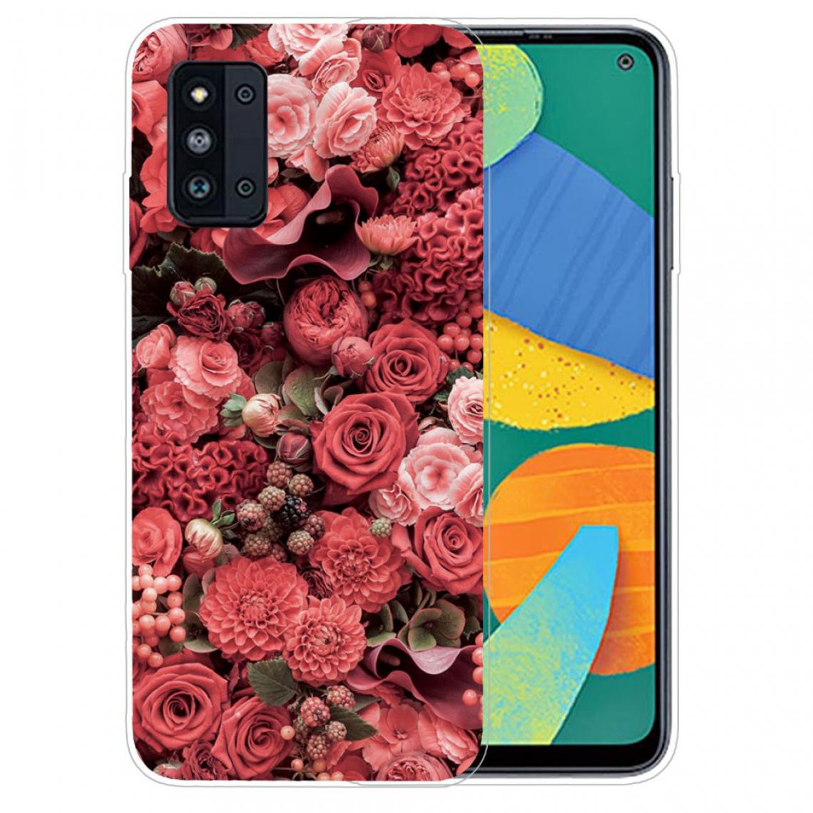 Other - Coque en TPU Impression de motifs élégants bien protégés souple fleur rouge pour votre Samsung Galaxy F52 5G - Coque, étui smartphone