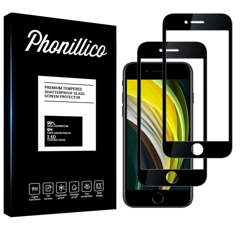 Phonillico - Verre Trempe pour iPhone SE 2020 [Pack 2] Film Transparent Intégral Bord Noir Vitre Protection Ecran Phonillico® - Protection écran smartphone