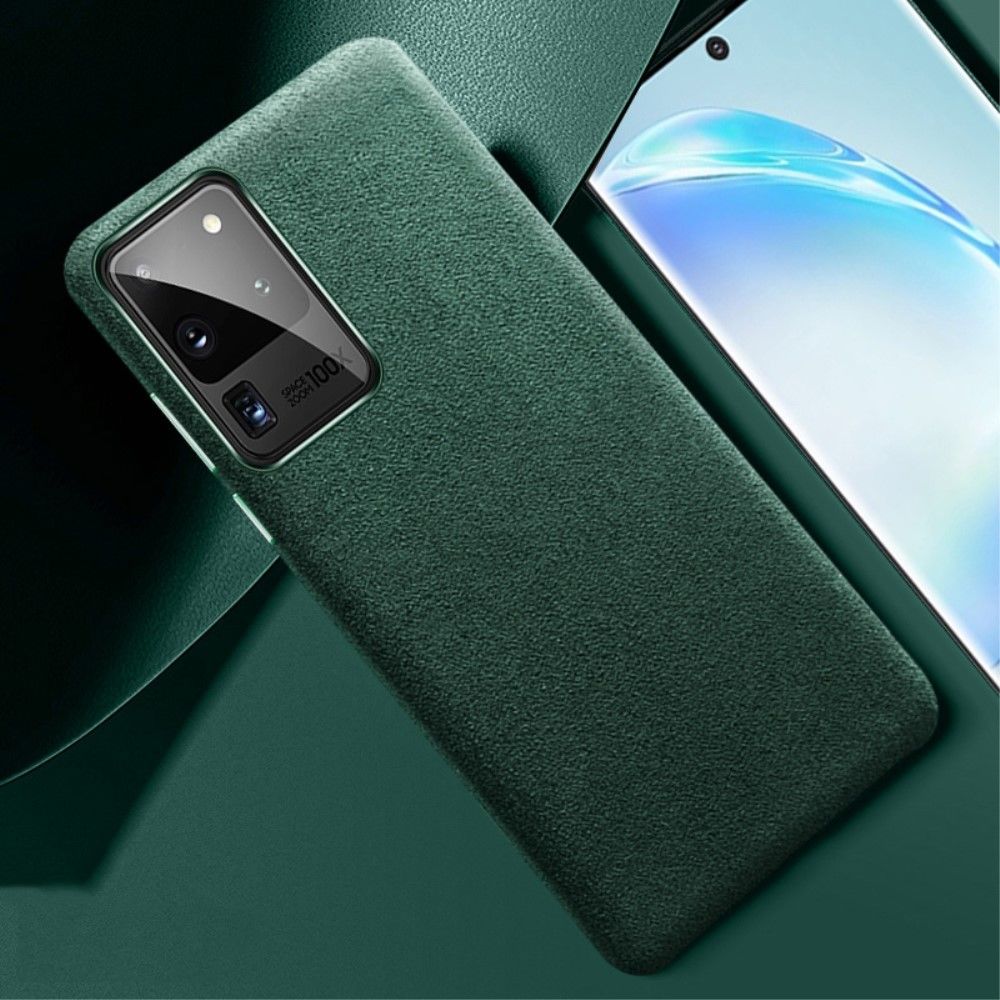 Generic - Coque en cuir véritable + TPU surface en peluche vert pour votre Samsung Galaxy S20 Ultra - Coque, étui smartphone