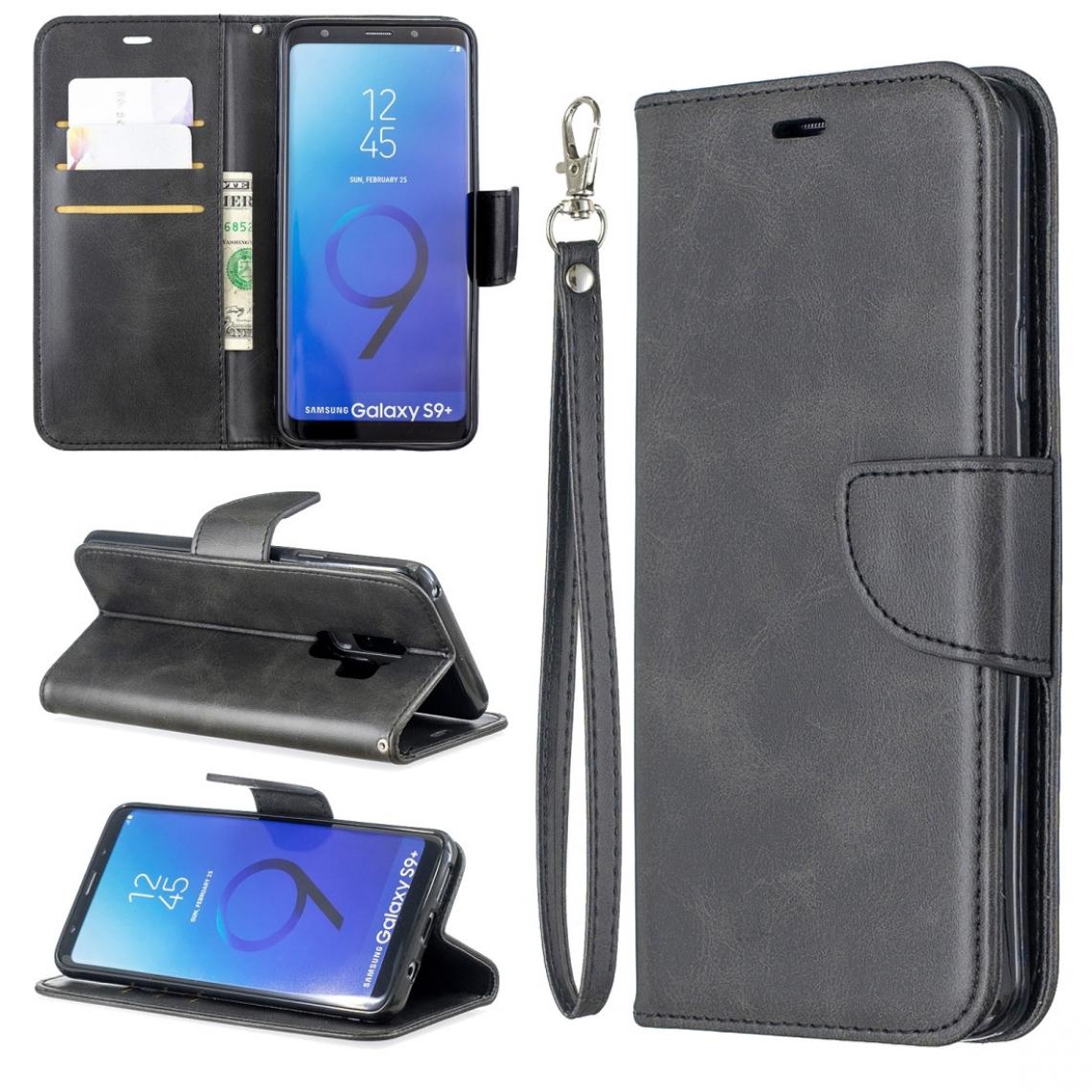 Wewoo - Housse Coque Étui en cuir PU à texture horizontale d'agneau rétro pour Galaxy S9 Plusavec porte-cartes et porte-cartesainsi que portefeuille et lanière noir - Coque, étui smartphone