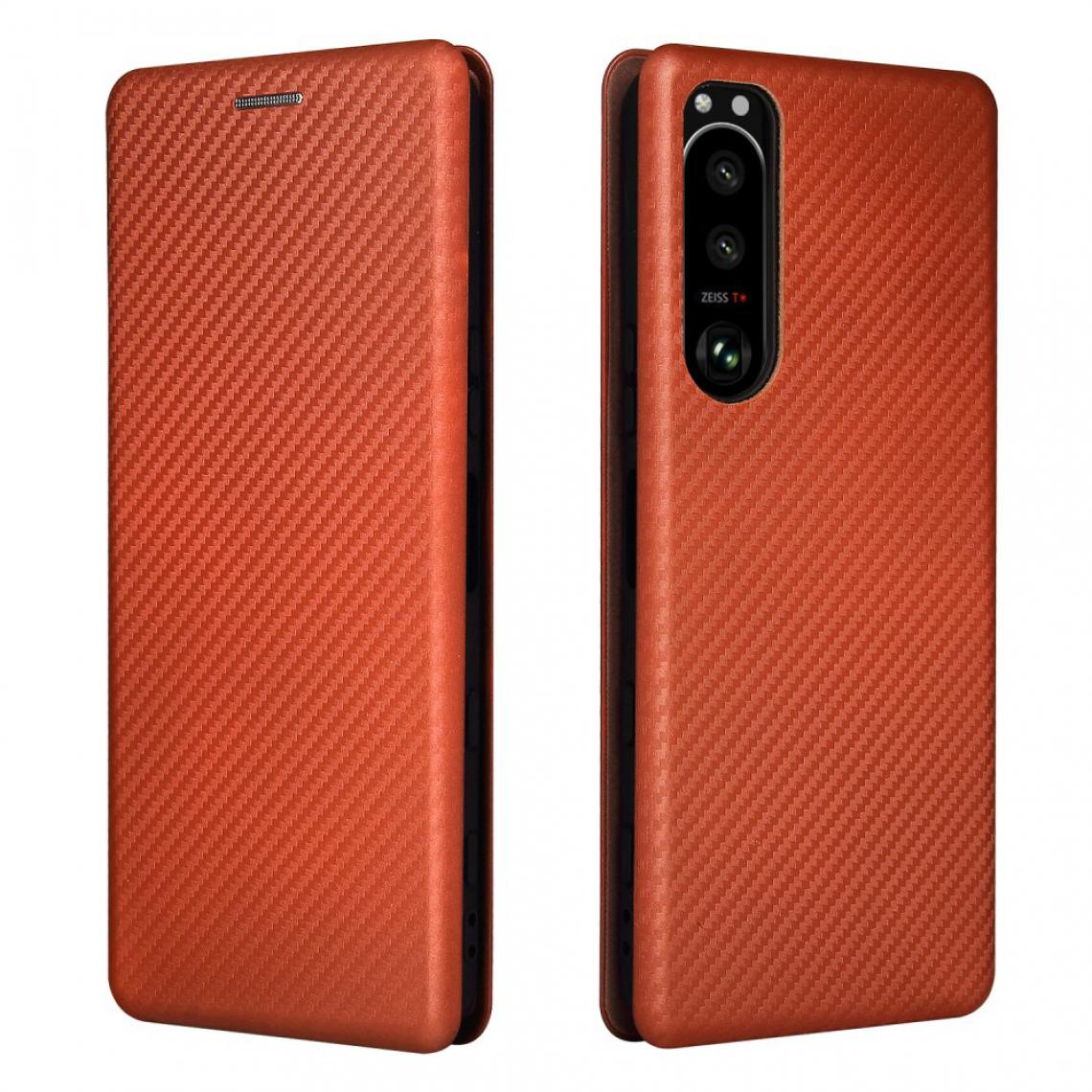 Other - Coque en TPU Texture en fibre de carbone auto-absorbée avec support orange pour votre Sony Xperia 5 III - Coque, étui smartphone