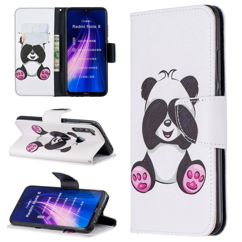 marque generique - Etui en PU impression de modèle avec support Panda pour votre Xiaomi Redmi Note 8 - Coque, étui smartphone