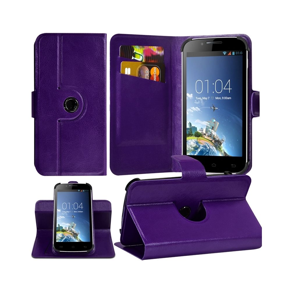 Karylax - Etui Support 360° Universel M avec attaches Violet pour Orange Rise 52 - Autres accessoires smartphone