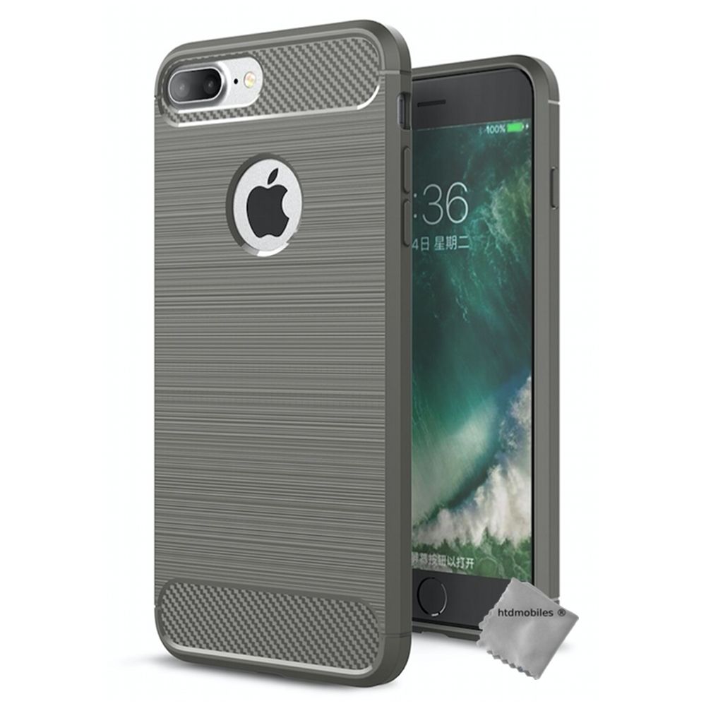 Htdmobiles - Housse etui coque silicone gel carbone pour Apple iPhone 7 Plus + verre trempe - GRIS - Autres accessoires smartphone