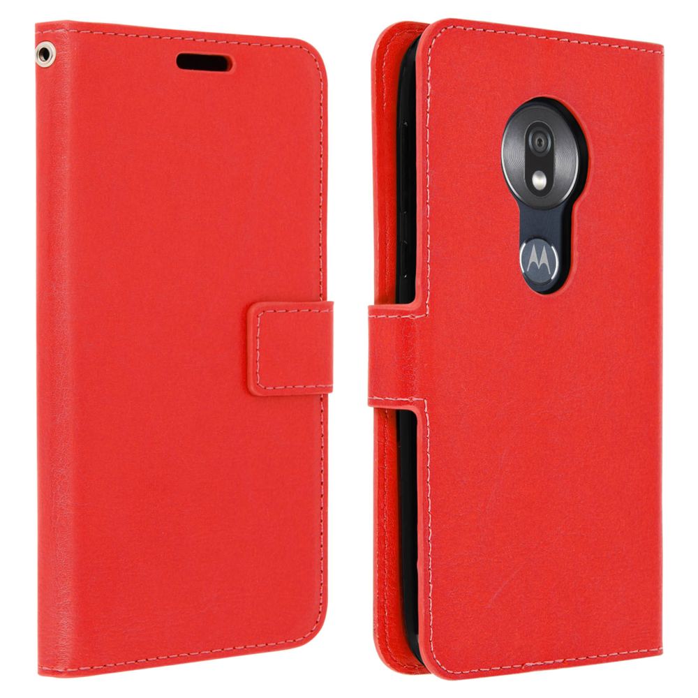 Avizar - Housse Motorola Moto G7 Play Étui folio Portefeuille Fonction Support rouge - Coque, étui smartphone