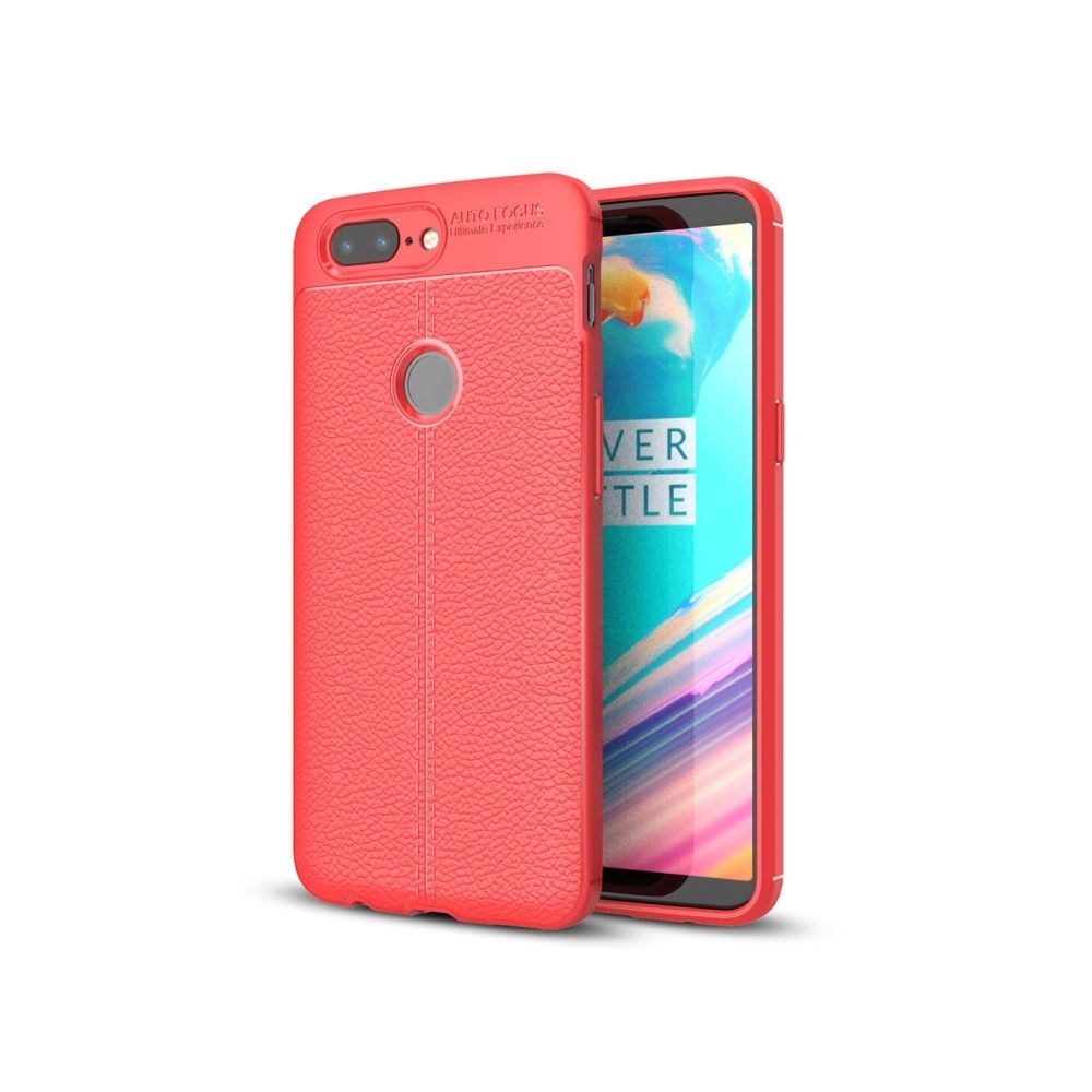 Wewoo - Coque rouge OnePlus 5T Litchi Texture souple TPU étui de protection arrière - Coque, étui smartphone
