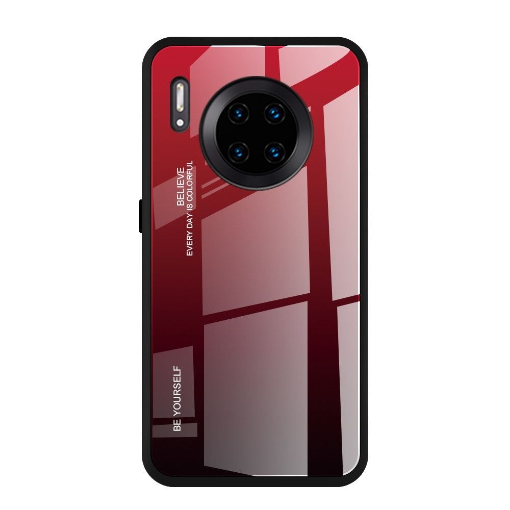 Wewoo - Housse Étui Coque Pour Huawei Mate 30 Pro Gradient Color Glass Case Rouge - Coque, étui smartphone