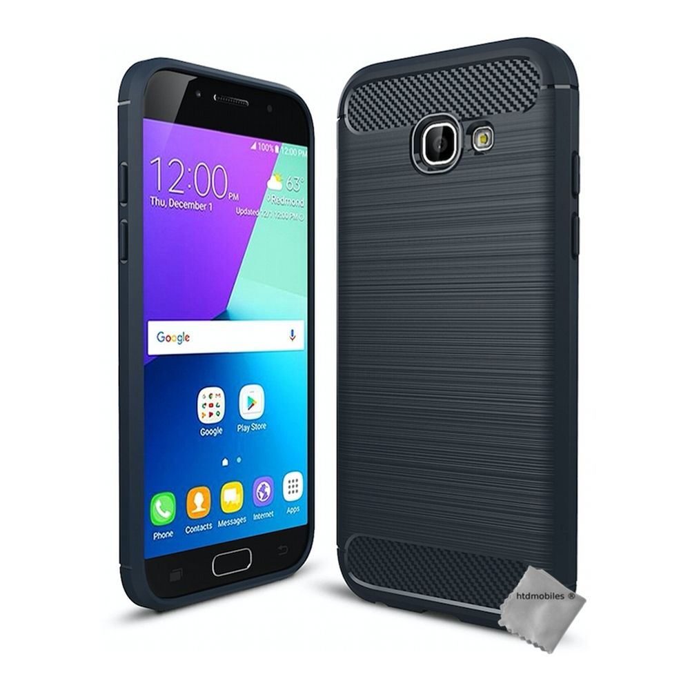 Htdmobiles - Housse etui coque silicone gel carbone pour Samsung Galaxy A5 (2017) + film ecran - BLEU FONCE - Autres accessoires smartphone