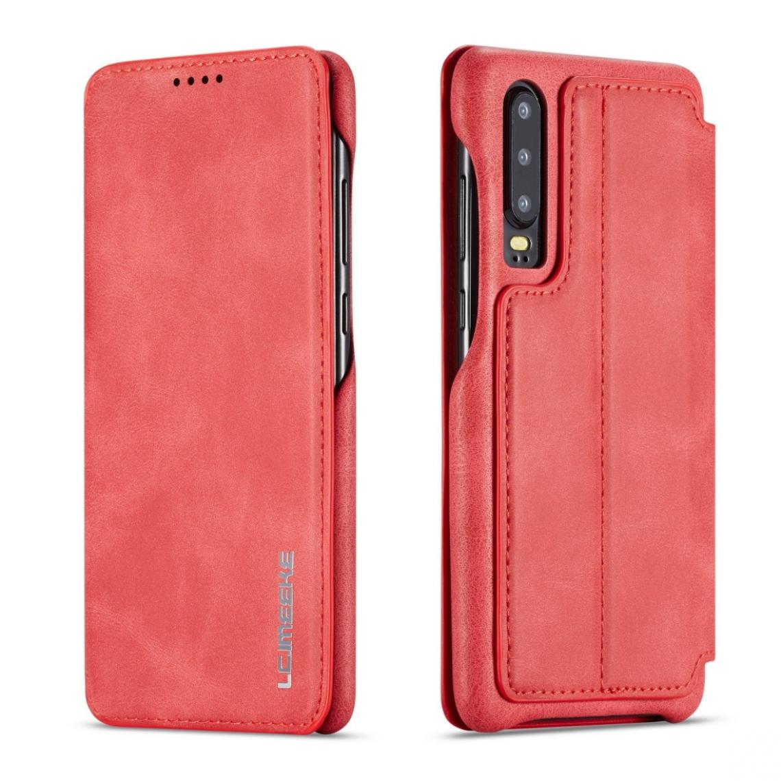 Wewoo - Housse Étui Coque Pour Huawei P30 Hon Série Antique Etui en cuir avec fentes cartes & support & portefeuille Rouge - Coque, étui smartphone