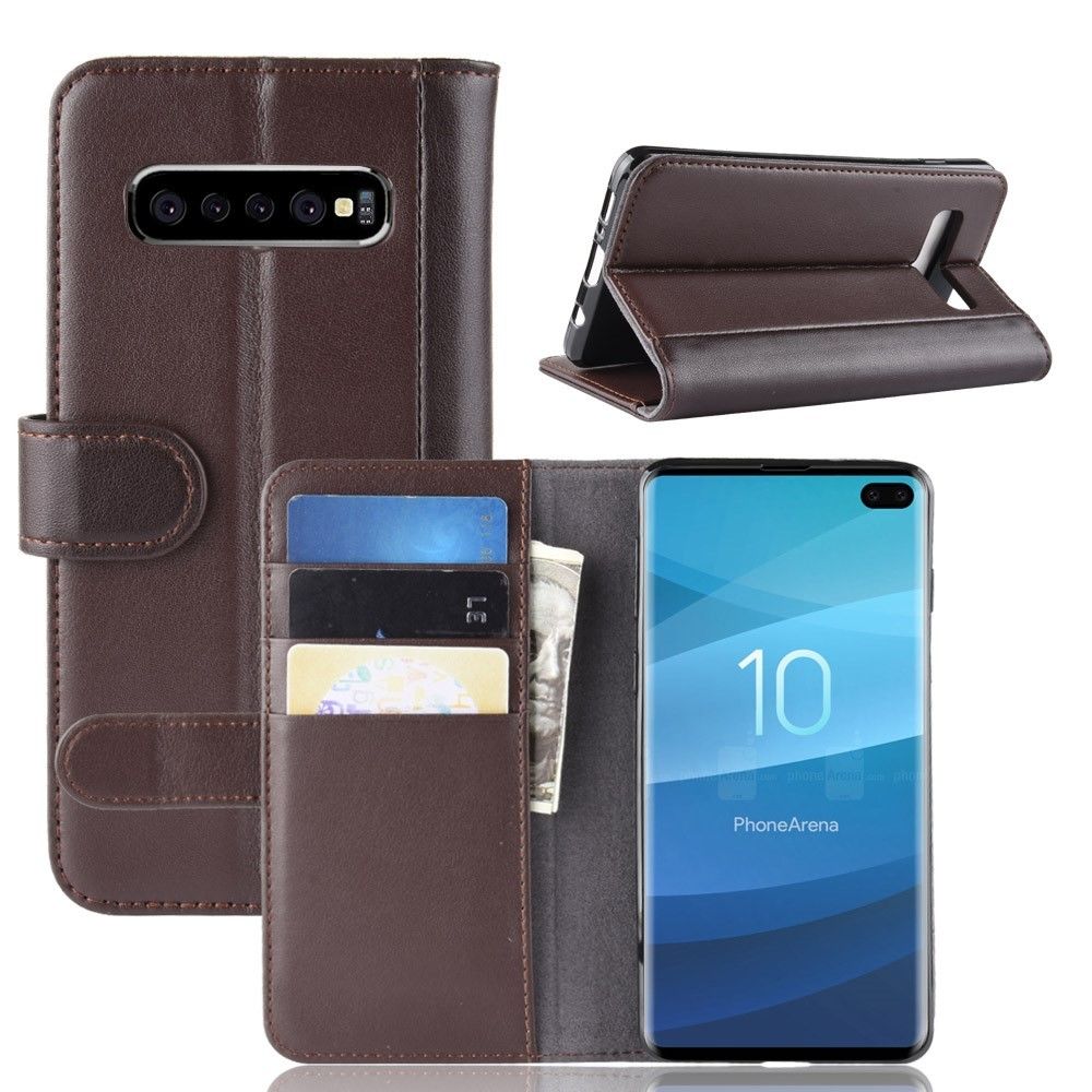marque generique - Etui en cuir véritable avec porte-cartes avec support café pour votre Samsung Galaxy S10 Plus - Autres accessoires smartphone